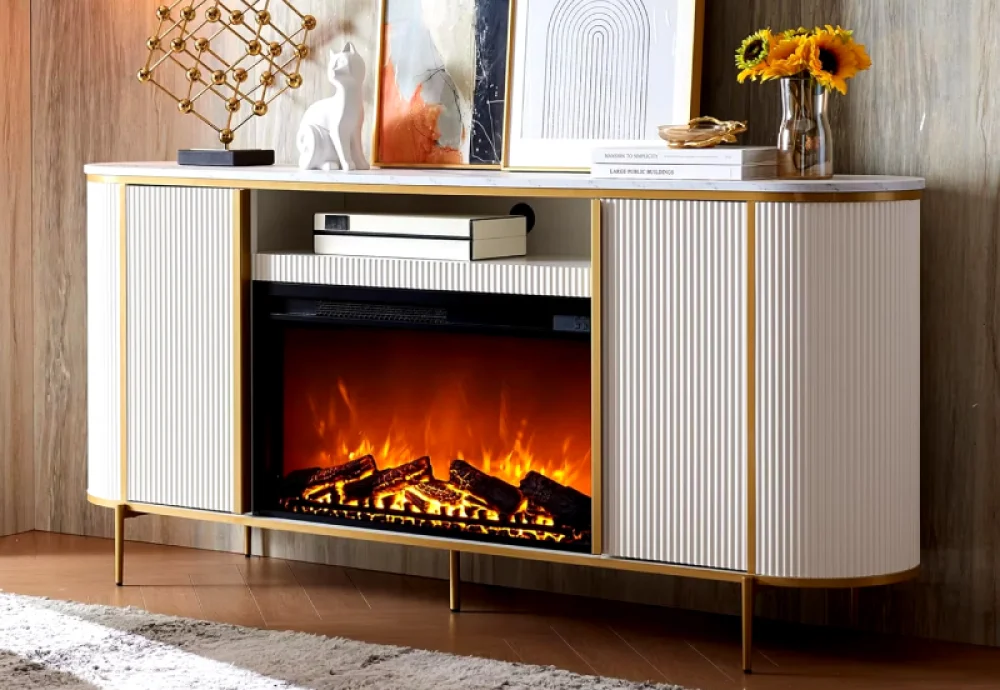 white modern electric fireplace