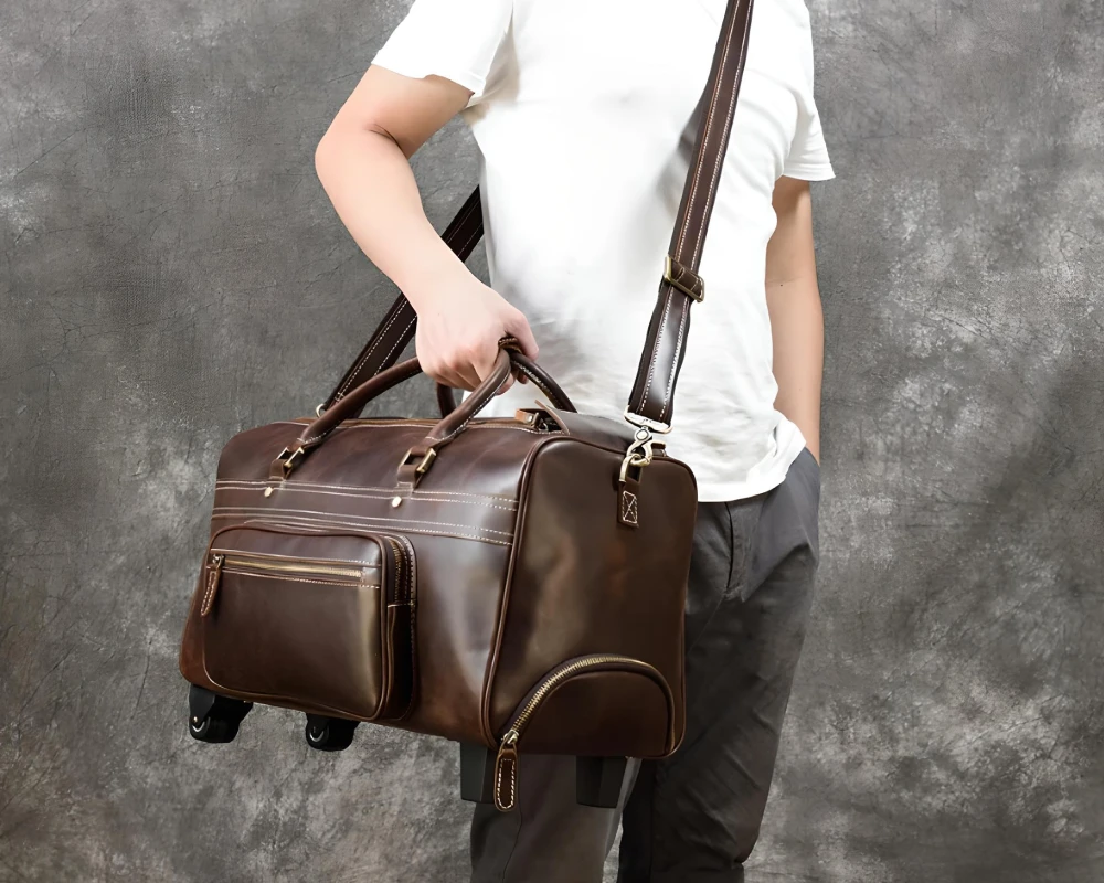 leather carry on suitcase